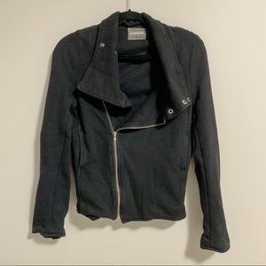 Monrow black asymmetrical cotton moto jacket Small